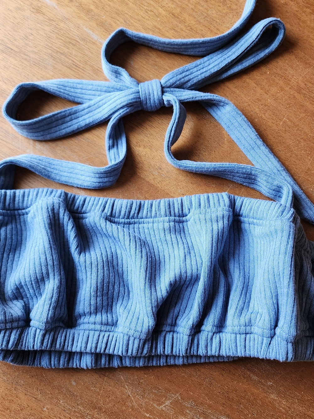 WeWoreWhat Sky Blue Ribbed Halter Crop Top. NWT